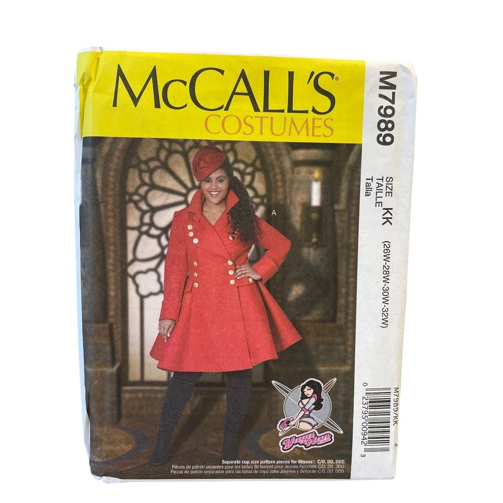 McCALL'S M7989 Women's Costume Coat Size 26W-32W Flared Line UNCUT FF